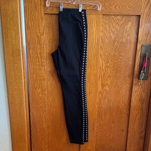 INC International Concepts Black Straight Leg Pants with Silver Accents